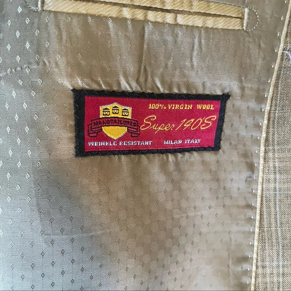 Mantoni 100% Virgin Wool Super 140s Jacket Coat Blazer 44R Crème Tan Brown BNWT - Picture 5 of 7